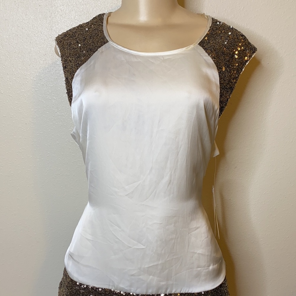 GB SEQUIN BLACK  IVORY BRONZE DRESS SZ 10 - Picture 2 of 8